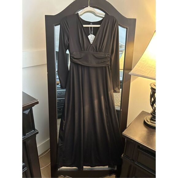 Anrabess Women Medium Deep V Neck High Waist Slit EveningMaxi Dress Long Casual - Picture 6 of 9